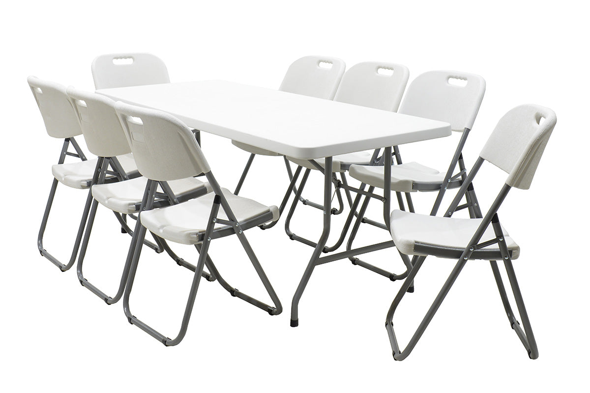 Търговска сгъваема къмпинг маса Aprilia в цвят бял гранит 183x76x74см