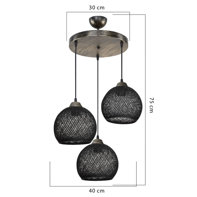 Плафон PWL-1121 Ε27 черно-бронз D40x80cm