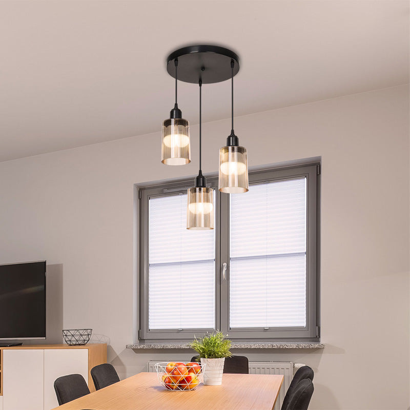 Плафон PWL-1195 Ε27 черен-кехлибар D30x80cm