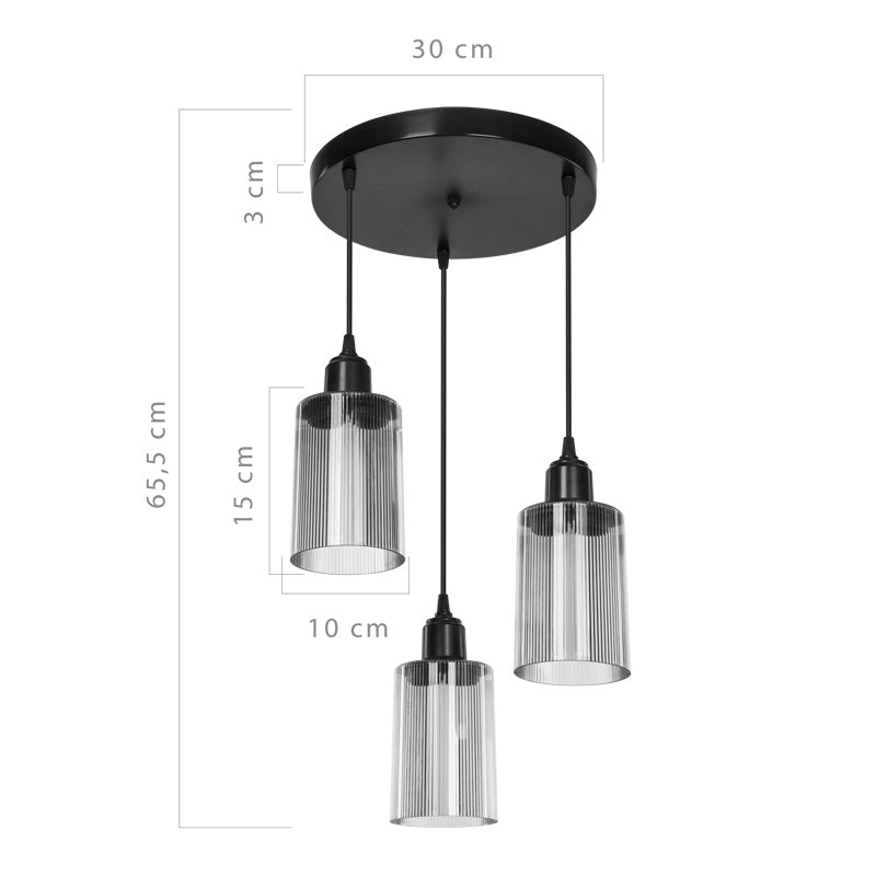 Плафон PWL-1195 Ε27 черен-кехлибар D30x80cm
