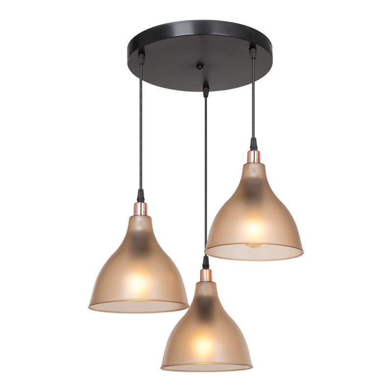 Таванна лампа с 3 лампи Orazio кехлибарено-черна D40x80см