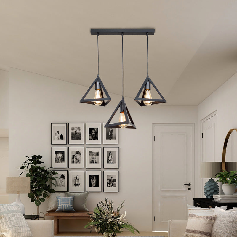 Плафон Lich pp с три лампи в черен абажур 60x24x75см