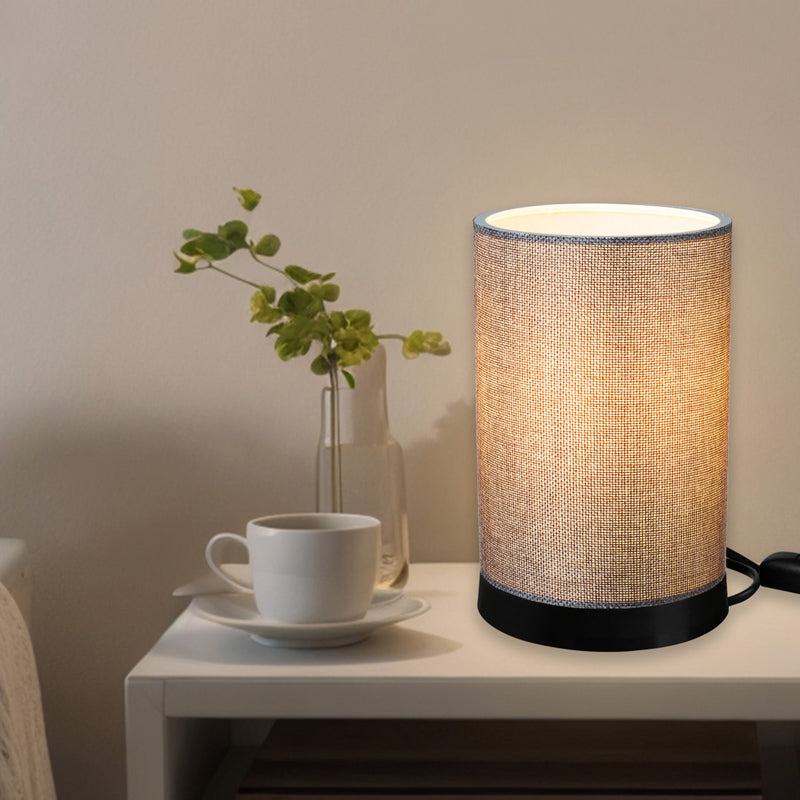 Настолна лампа Fana плат в сив абажур D14x21см