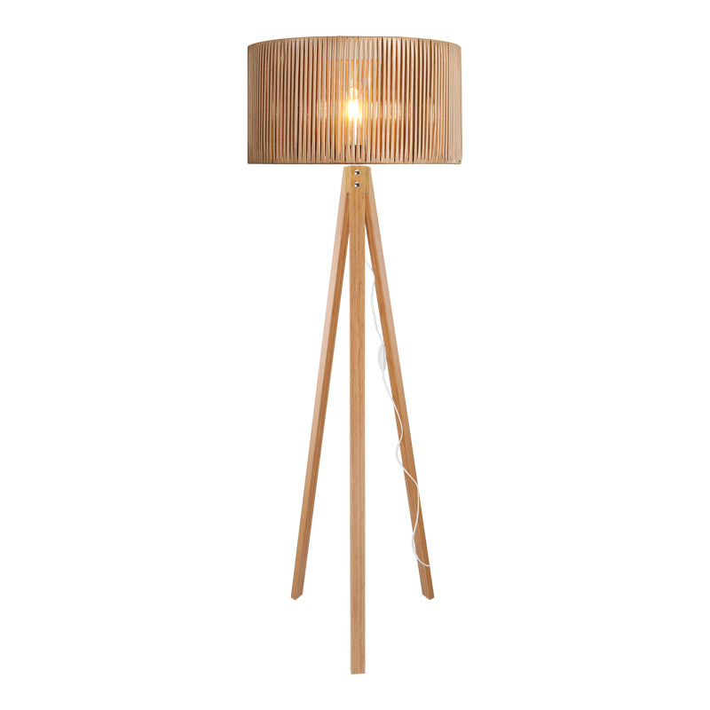 Подова лампа karnia e27 mdf в естествен абажур φ45x155см