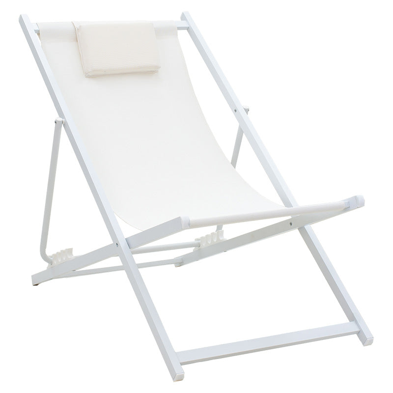 Професионален шезлонг Corte бук алуминий бяло-бежов текстилен плат 91/51/93см