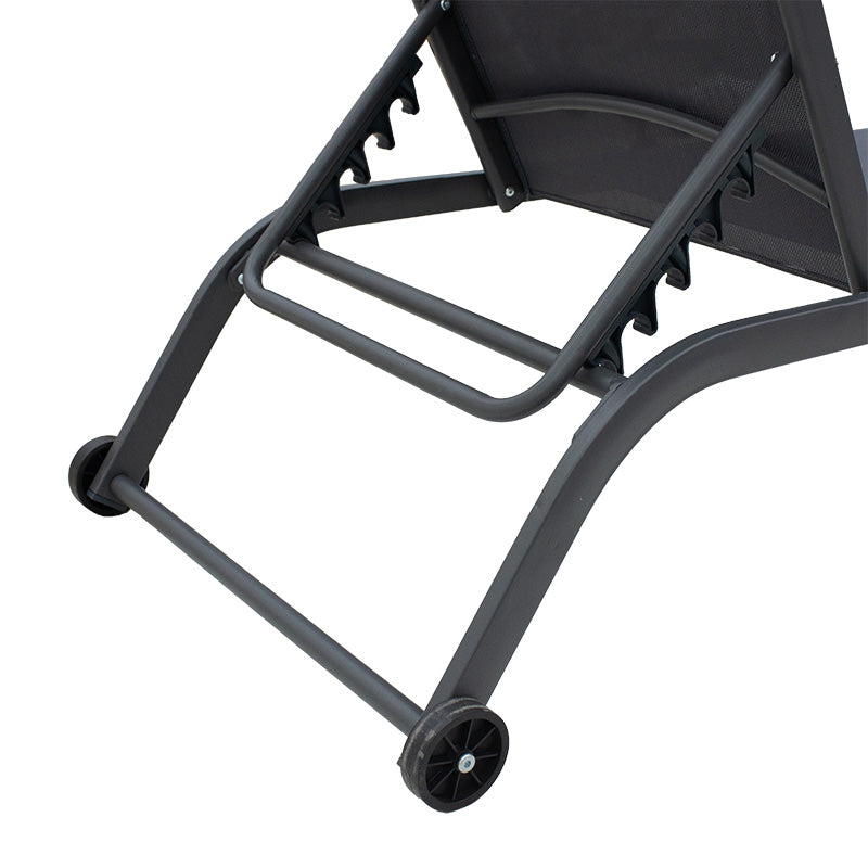 Шезлонг Jaipur алуминий антрацит-текстил тъмно сив 190 см (80 + 110 см)