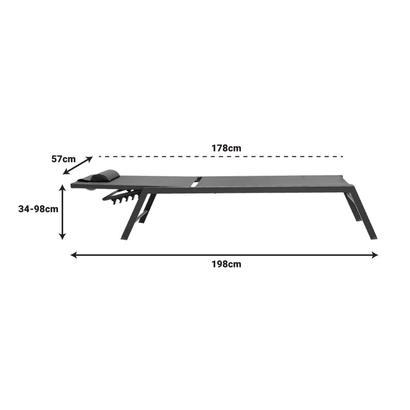 Шезлонг Kiara алуминий антрацит-текстилен тъмно сив