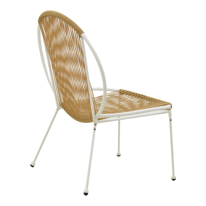 Градински стол DAPPER  метал бял- pe естествен 64.5x74.5x76см