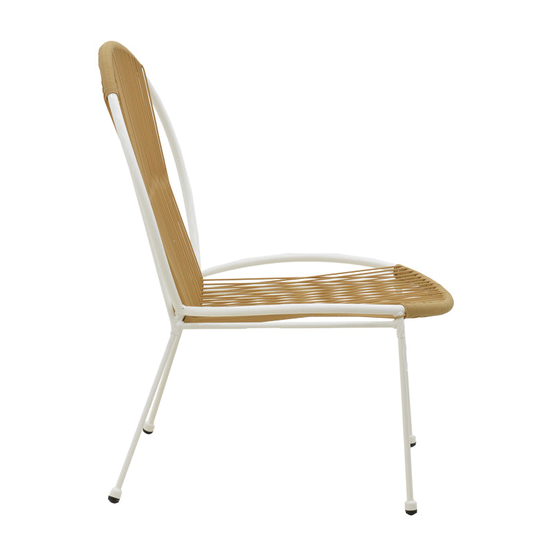 Градински стол DAPPER  метал бял- pe естествен 64.5x74.5x76см