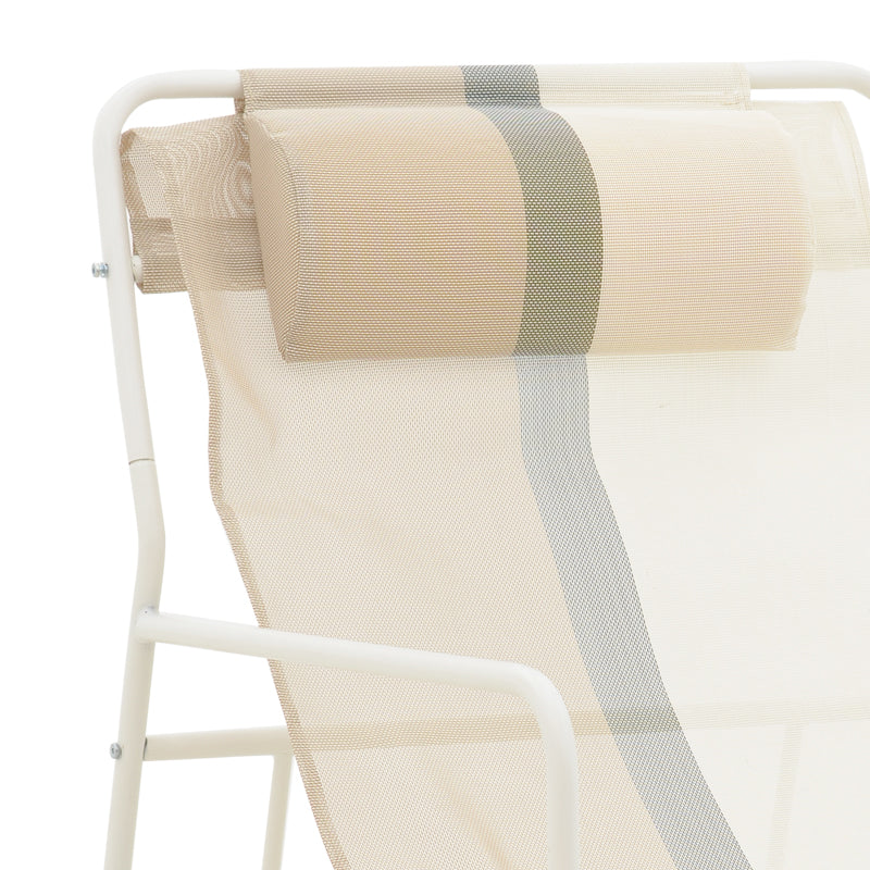 Шезлонг Faisty  метал бял  сиво-бежово-възглавница 65x83x86см