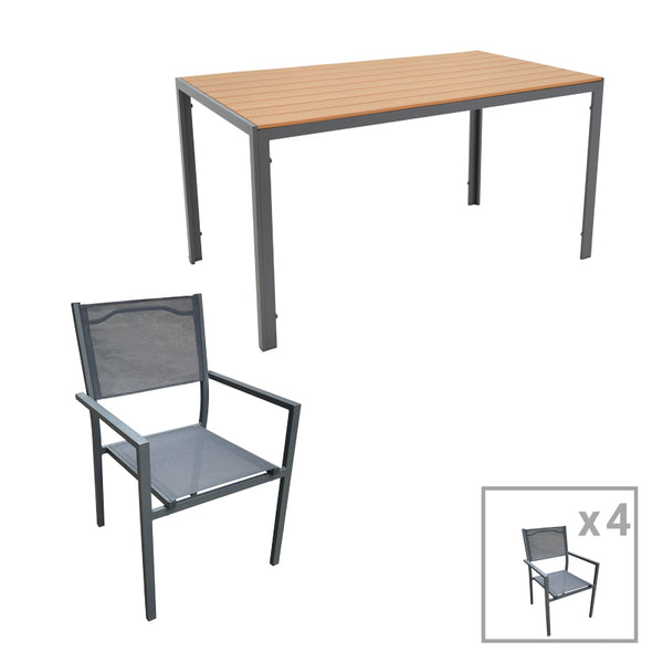 Комплект градински NARES-MOLY  от 5 части антрацит алуминий 140x80x72.5cm