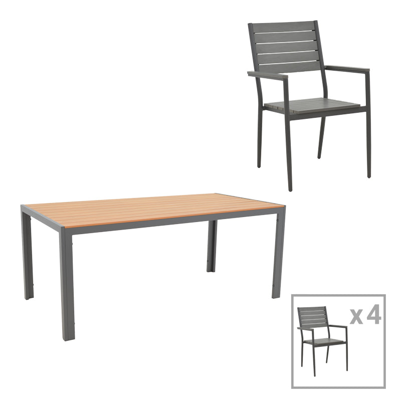Kомплект NARES -UPLIFT от 5бр антрацит алуминий / в натурално сив цвят 180x90x72.5см