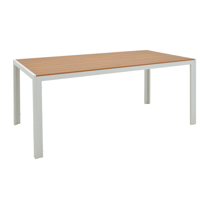 Комплект NARES-MOLY с трапезна маса  180x90x72.5см от 5 бр бял алуминий  в естествен цвят