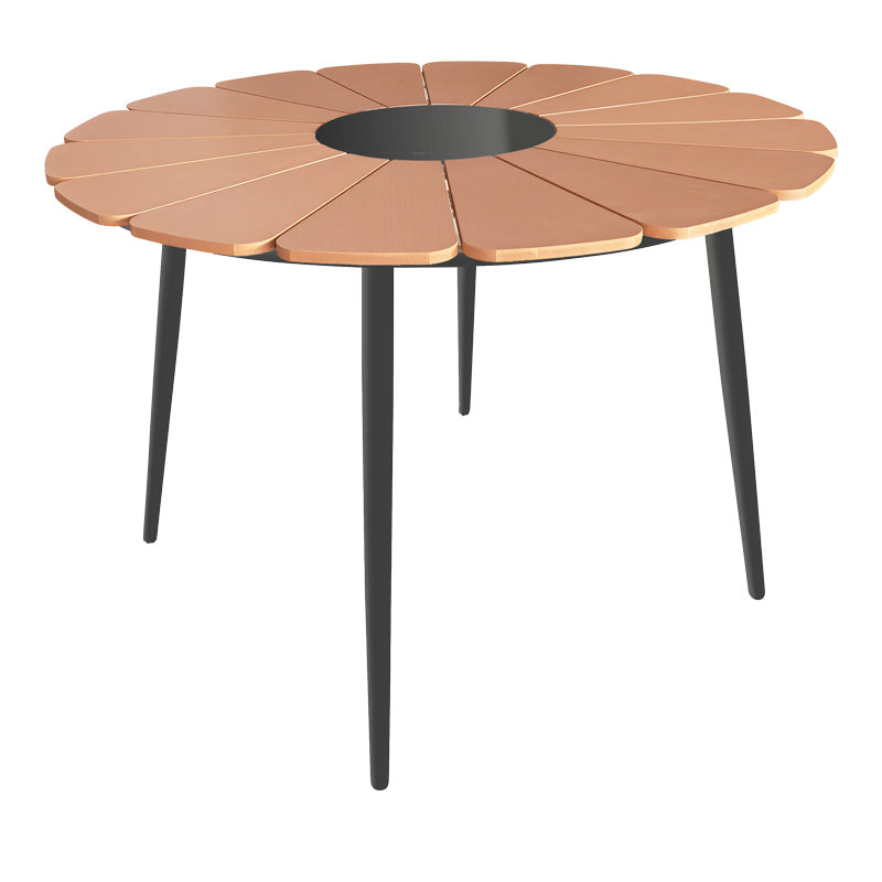 Комплект трапезна маса и столове Pinap-Dashiell от 5 бр черен алуминий/ в естествен нюанс φ110x74см