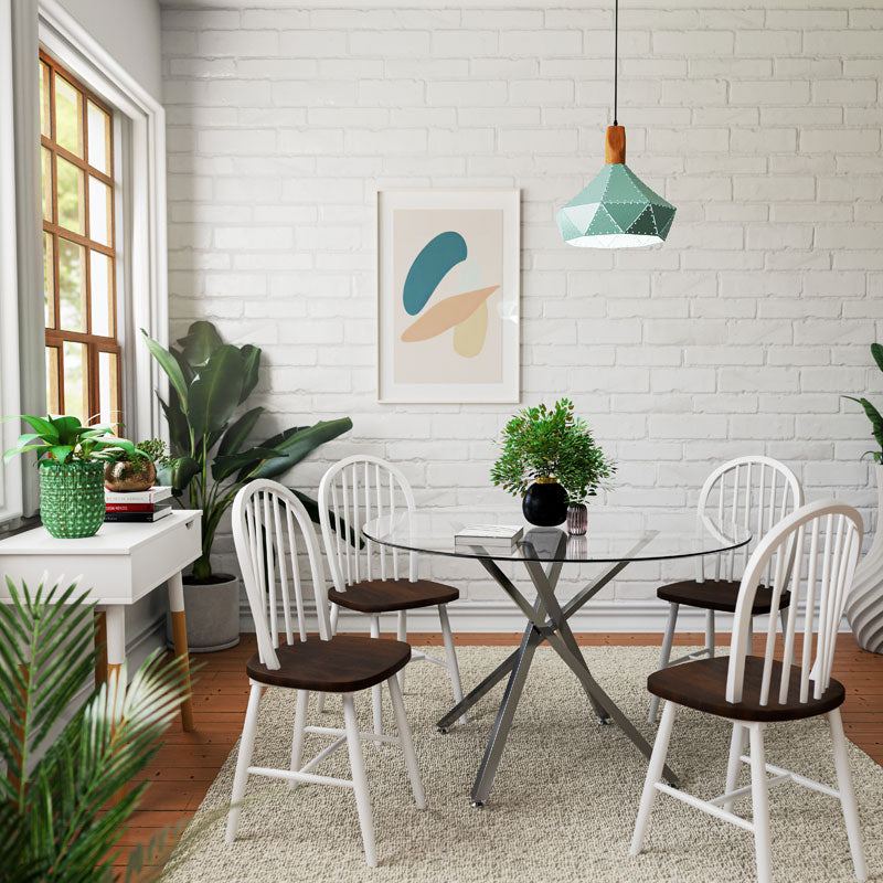 Стол Adalyn дърво орех-бели крака