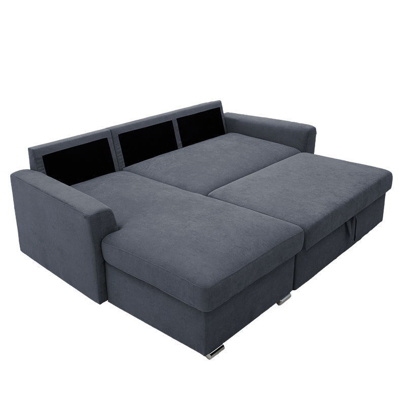 Ъглов разтегателен диван десен ъгъл Belle плат антрацит236x164x88см
