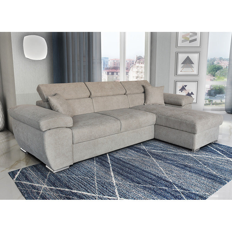 Ъглов диван двулицев Comy бежово-кафяв 286x160x75-90см