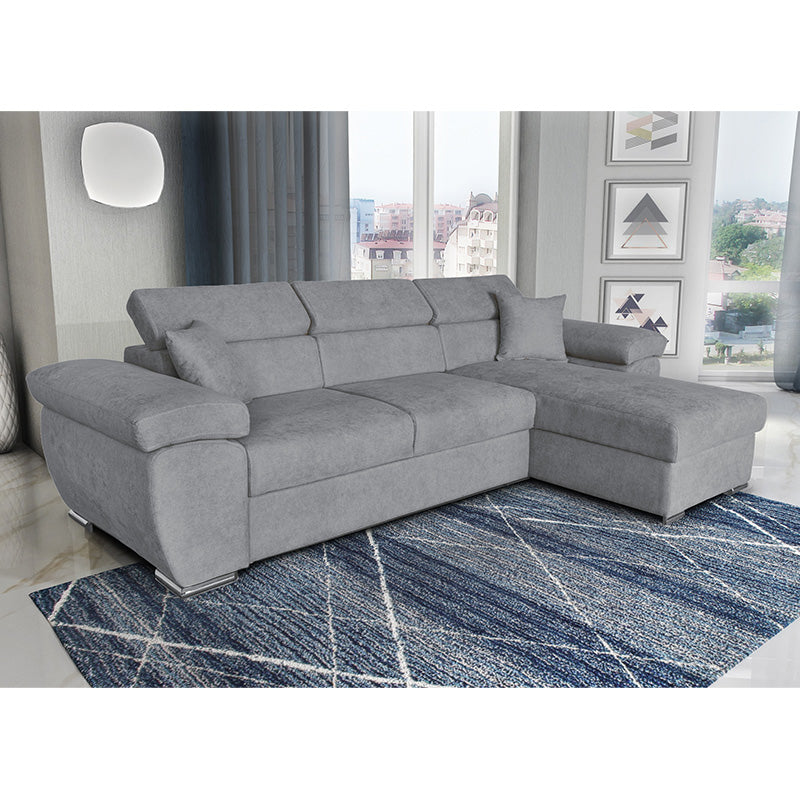 Ъглов диван двулицев  Comy  плат сив 286x160x75-90см