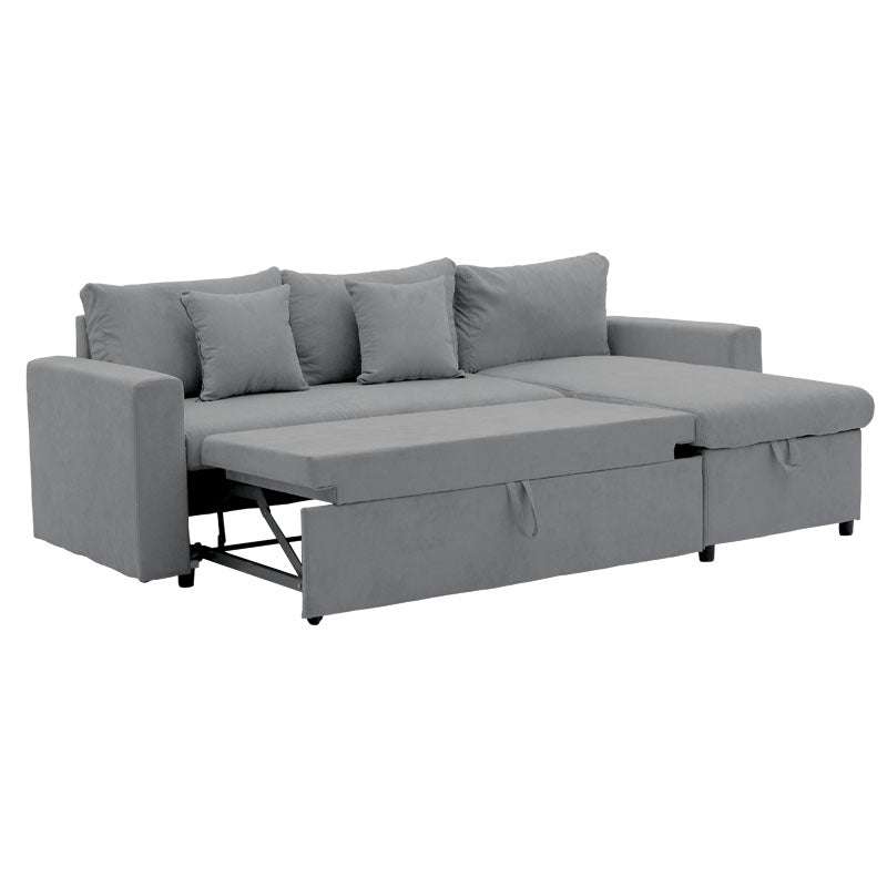 Ъглов диван двулицев Llilian плат сив 225x148x81см