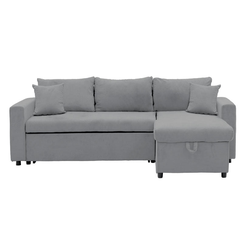 Ъглов диван двулицев Llilian плат сив 225x148x81см