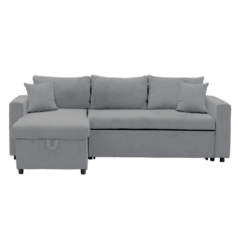 Ъглов диван двулицев Llilian плат сив 225x148x81см