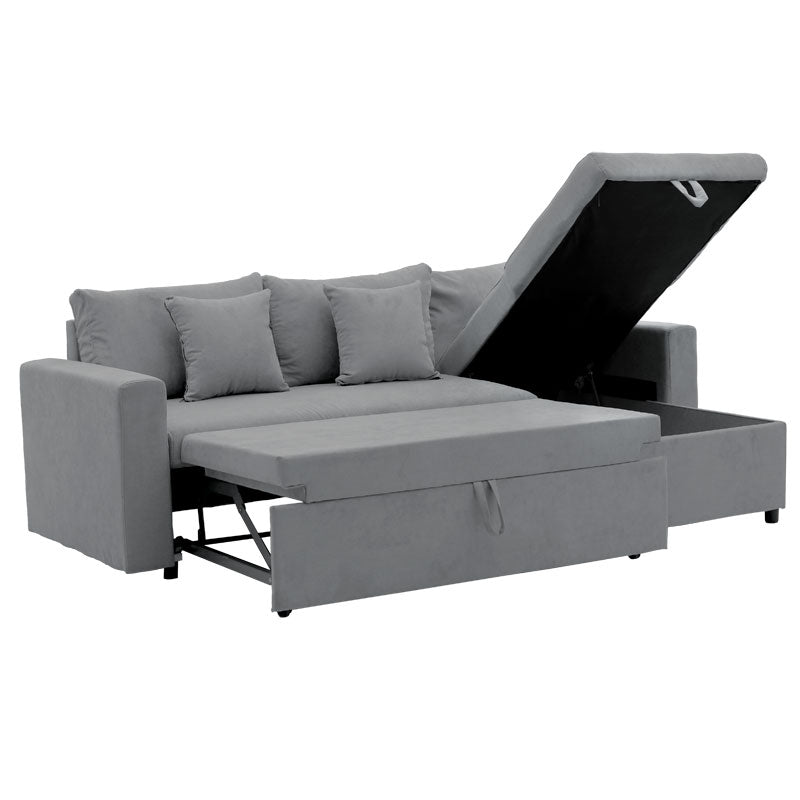 Ъглов диван двулицев Llilian плат сив 225x148x81см