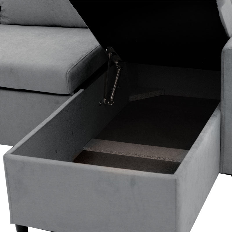 Ъглов диван двулицев Llilian плат сив 225x148x81см
