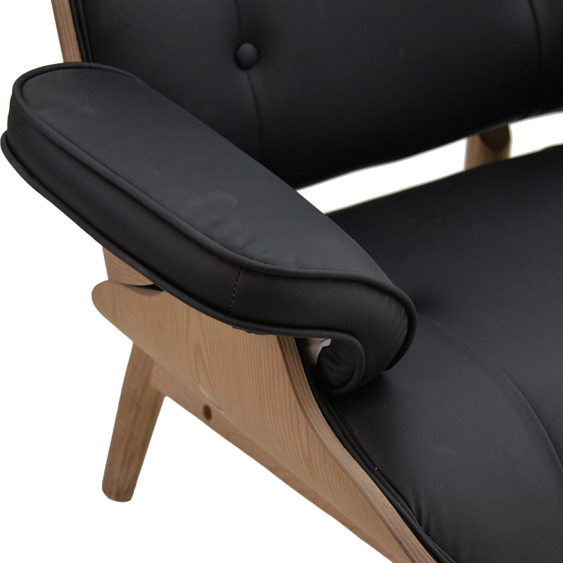 Релакс фотьойл Mirto масивно дърво орех-PU черно 80x80x96.5cm