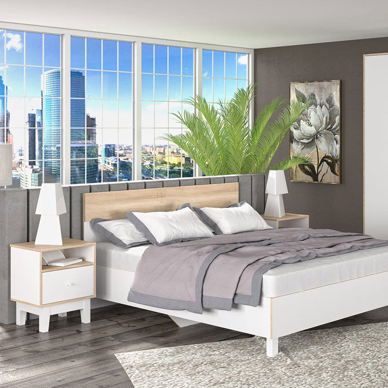 Нощно шкафче Awell цвят сонома-бяло 45х44х58см