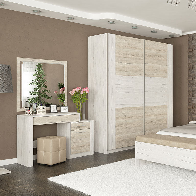 Тоалетка с огледало Neruda бял античен дъб 114.5x39.5x76см