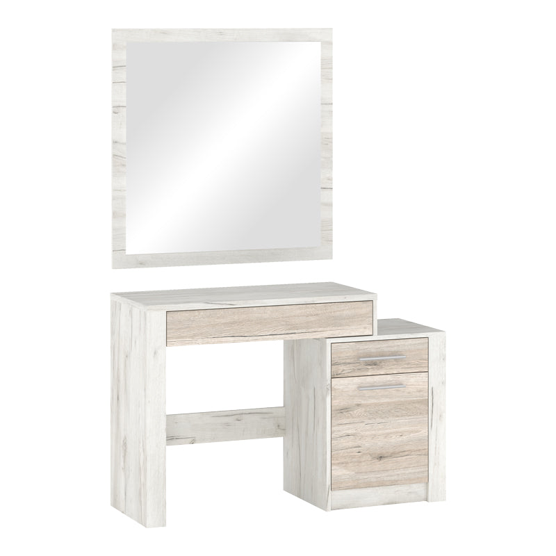 Тоалетка с огледало Neruda бял античен дъб 114.5x39.5x76см