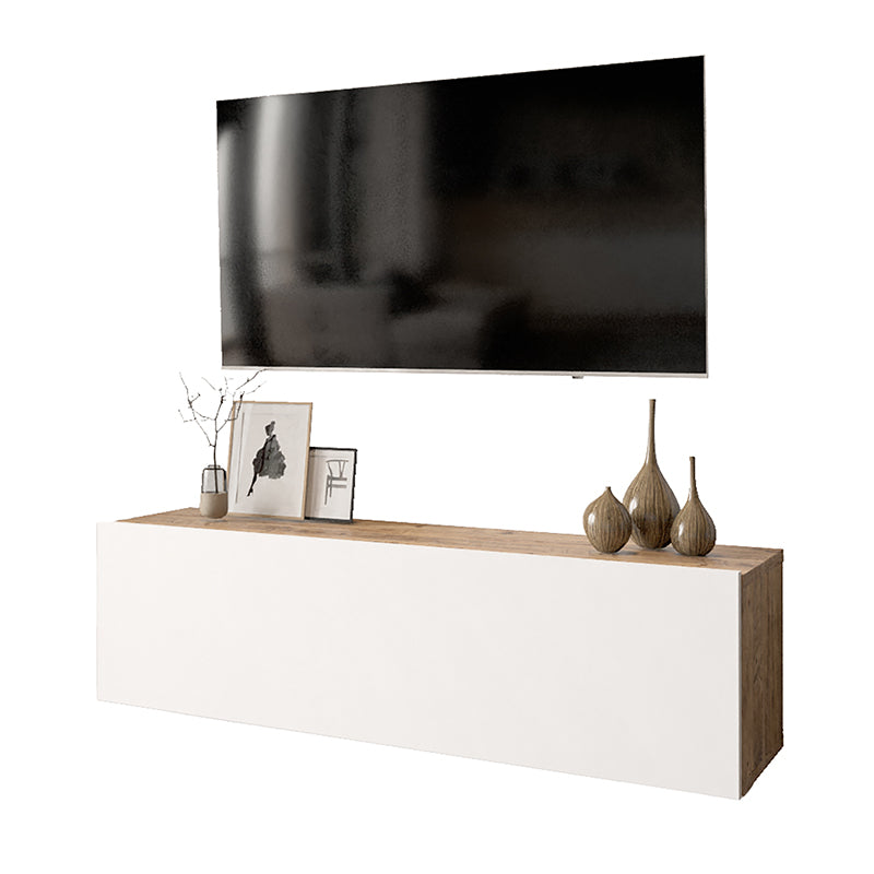 ТВ Шкаф  SERIT в цвят бяло-дъб 100x31,5x29,5см