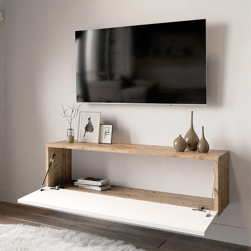 ТВ Шкаф  SERIT в цвят бяло-дъб 100x31,5x29,5см