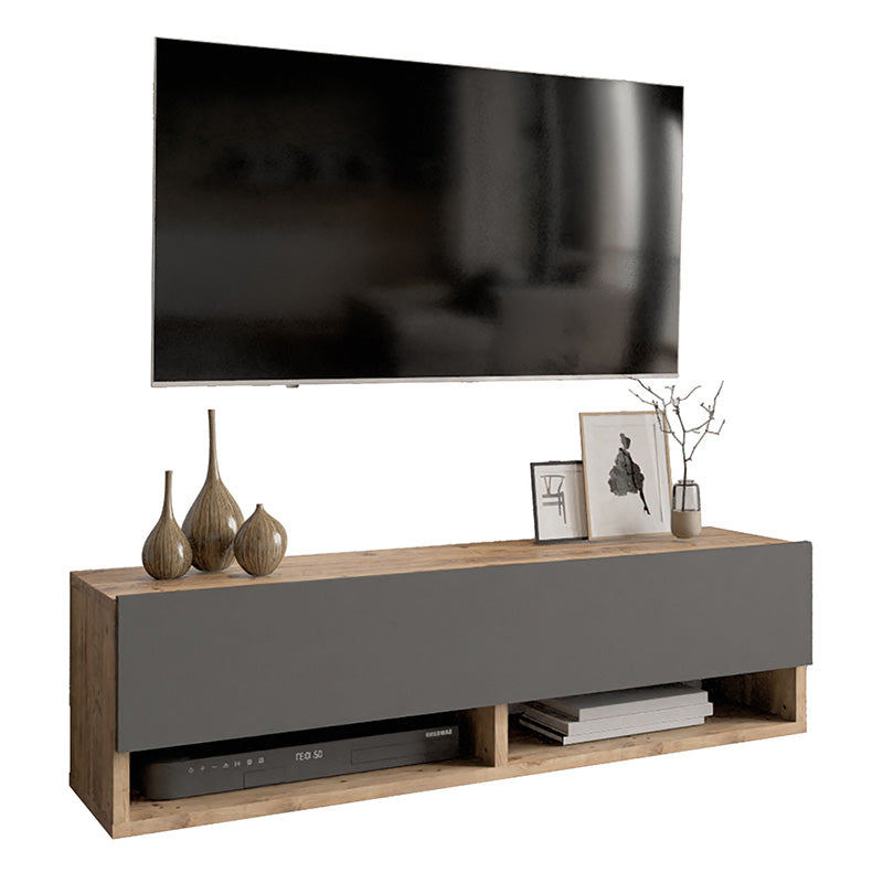Стенен тв шакф ROSCOE с рафт цвят антрацит-дъб 100x31,5x29см