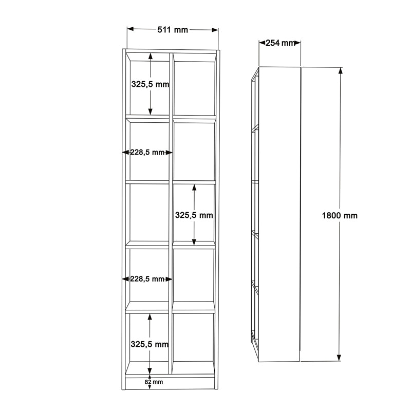 Библиотека Oteca  естествен цвят 51,1x25,4x180см