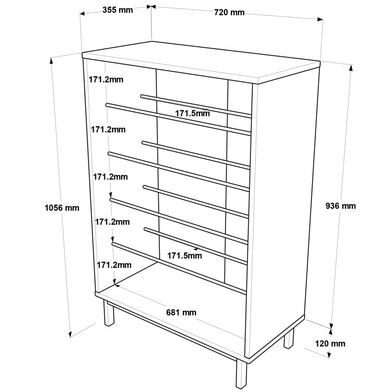 Шкаф за обувки KINGA  бял цвят  72x35.5x105.6cм