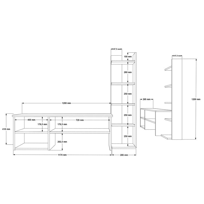 ТВ Шкаф  Perla в бяло 120х29,5х41,8см