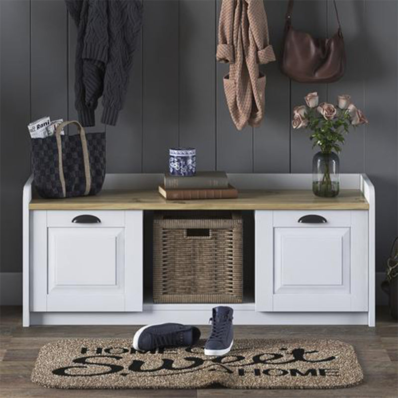 Пейка с шкаф за обувки Arthur I 8 чифта бяло-орех 120x40x45см