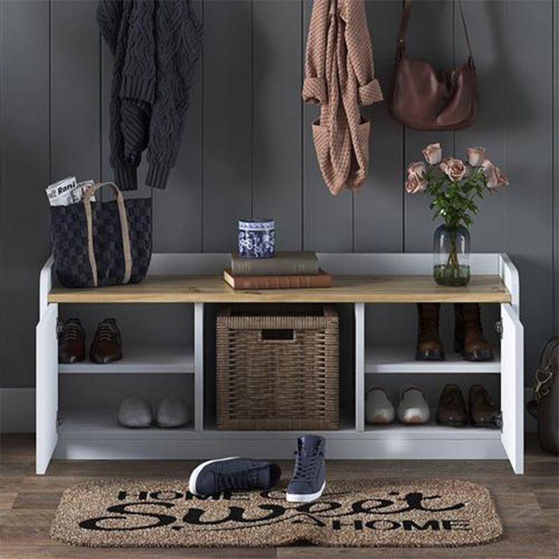 Пейка с шкаф за обувки Arthur I 8 чифта бяло-орех 120x40x45см