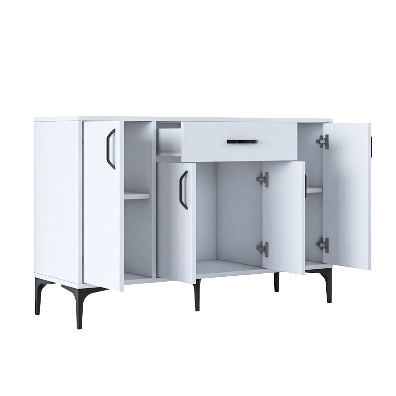 Бюфет Luther бял меламин-черен метален крак 120x40x78.5cm