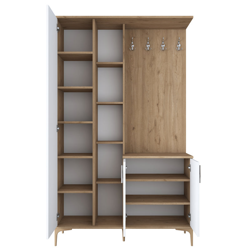 Мебели за антре Zozmo орех-бял меламин 120x37.5x198.6cm