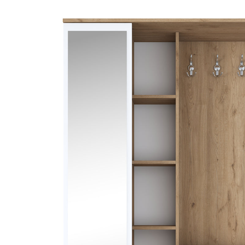 Мебели за антре Zozmo орех-бял меламин 120x37.5x198.6cm