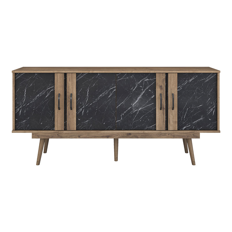 Бюфет SUCKIE в цвят орех-черен мрамор с меламин-орех pp крак 180x45x82.6cm