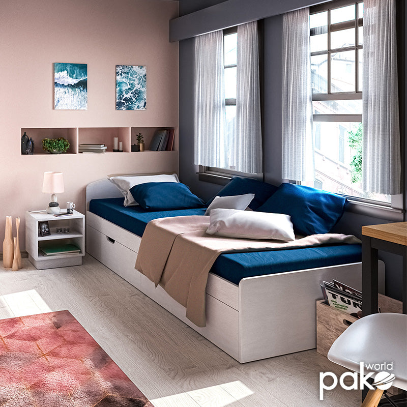 Бяло легло Regan с място за съхранение 90x200см