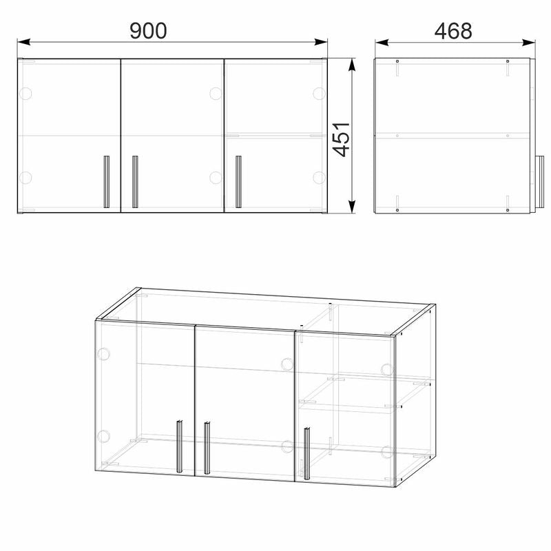 Шкаф WARNER 3 врати орех 90x46.5x45см