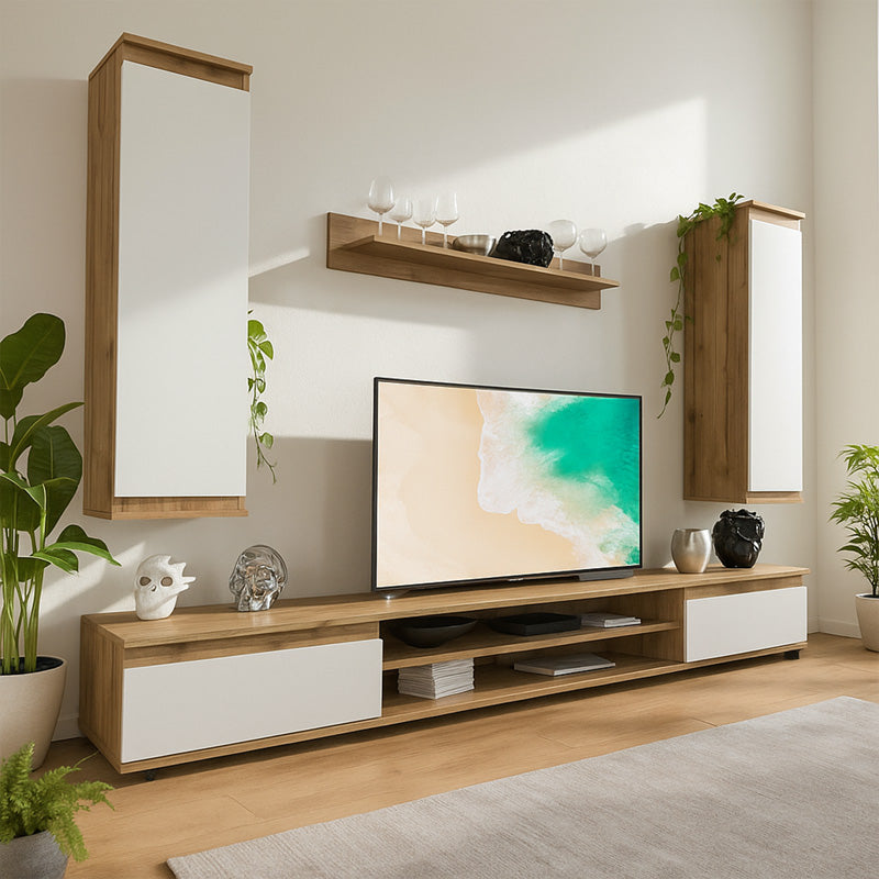 Тв шкаф Sandro орех-бял 175x37x160см