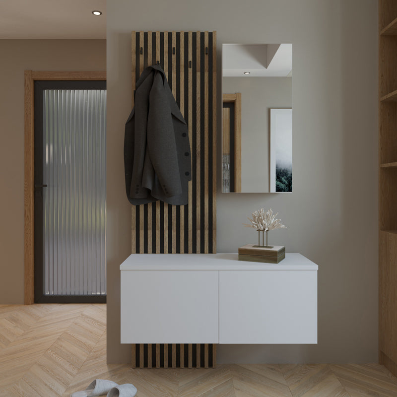 Мебели за антре Arika бяло-сонома 100x37x199.5cm