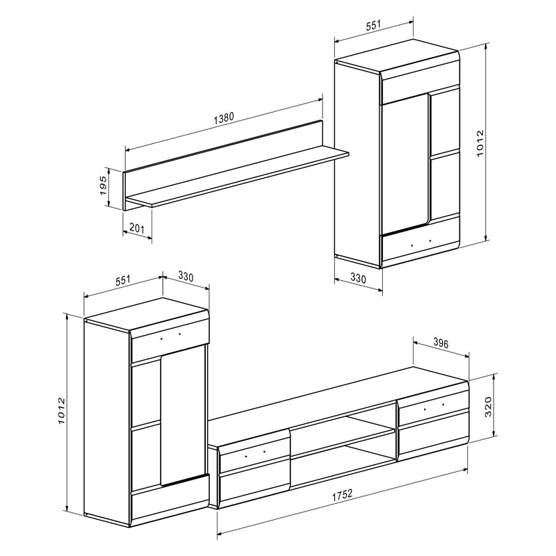 Комплект хол SALETO бял 230.2x39.6x202.4см