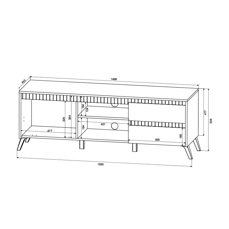 Тв шкаф belka крем с дъб 155x45x53.6см