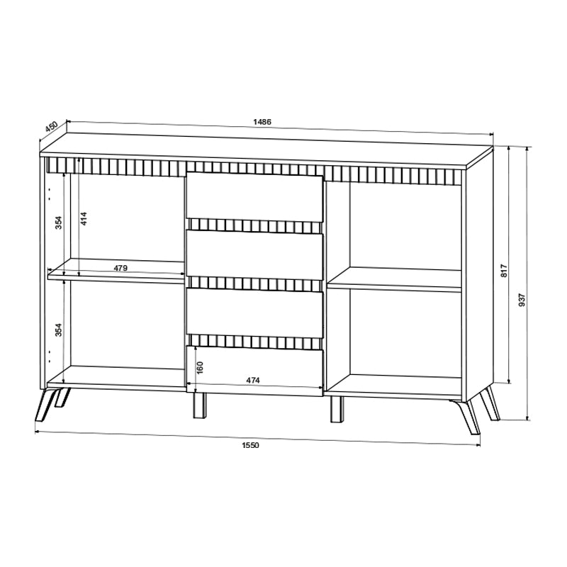 Бюфет belka крем с дъб 155x45x93.7см